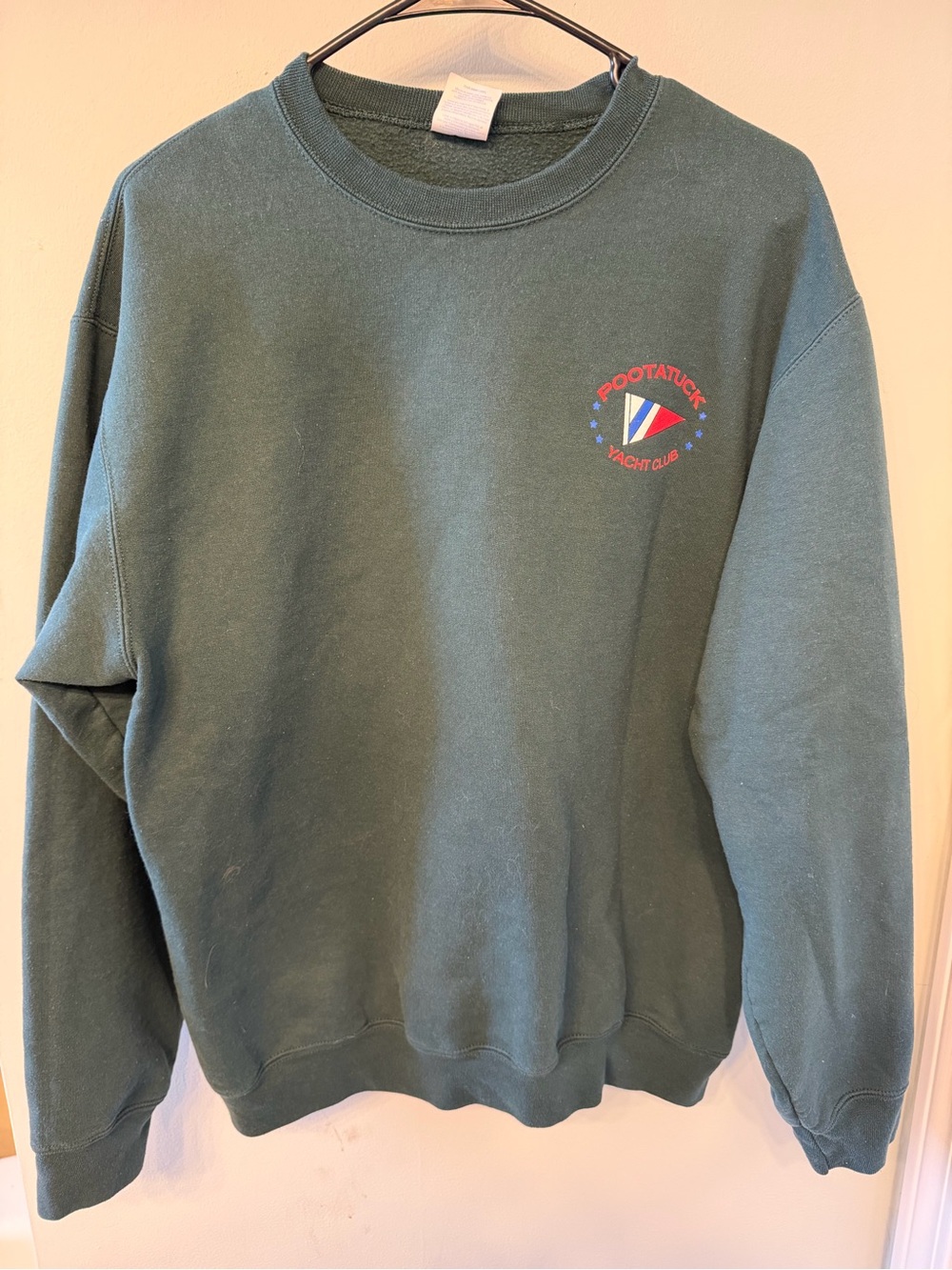 Vintage Forest Green Crewneck Sweatshirt with Nautical Logo